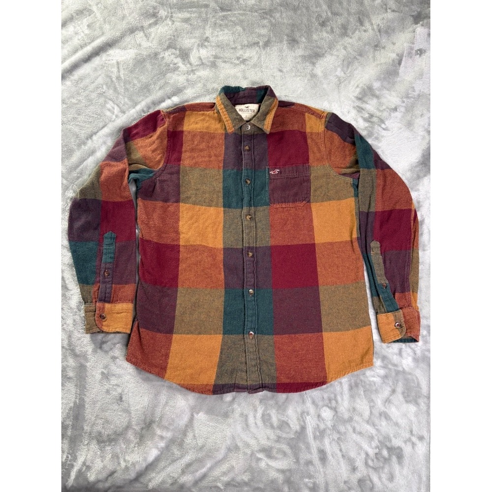 Hollister Button-Up L Multicolor Curved Hem Mens